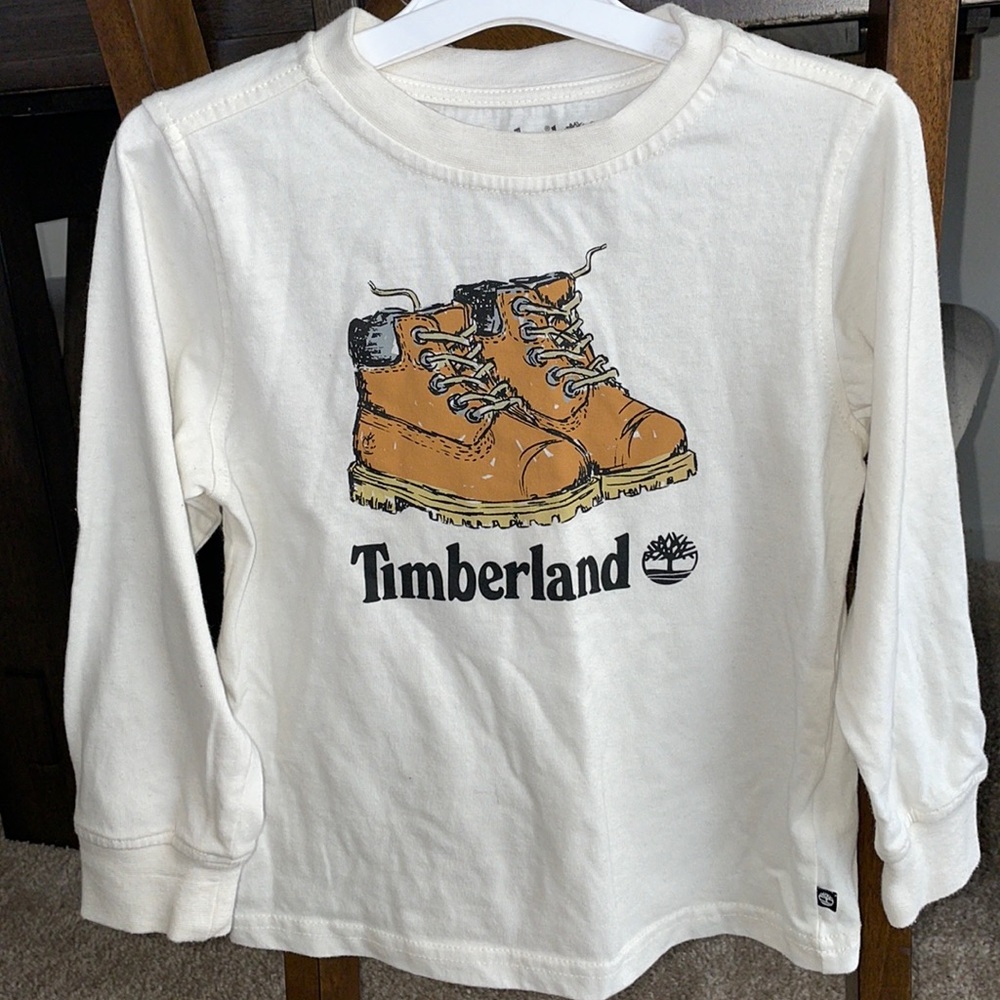 Timberland Boys Long Sleeve T-Shirt Cream Size 4